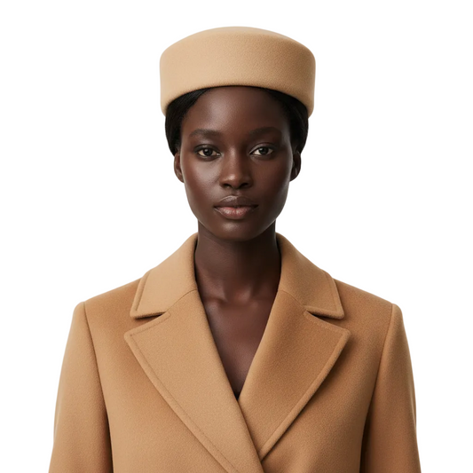 Beige Pillbox Hat - Front Revised