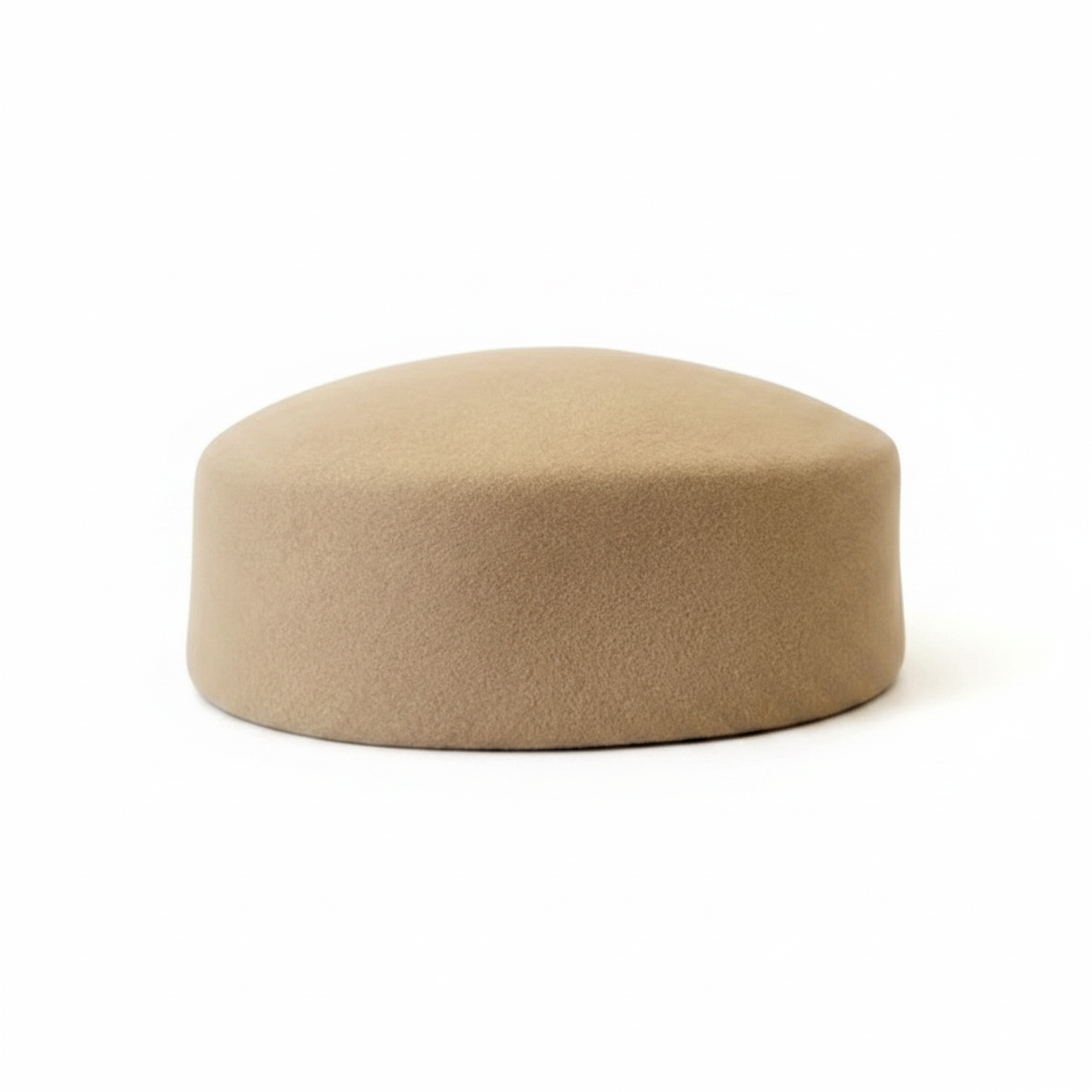 Beige Pillbox Hat - Product Side