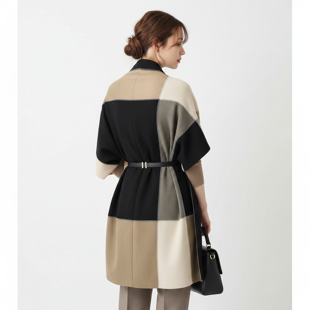 Belted wrap back view