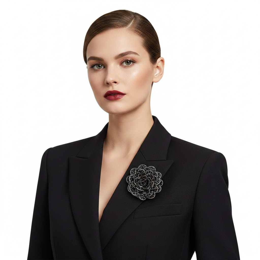 Black Camellia – Blazer Lapel