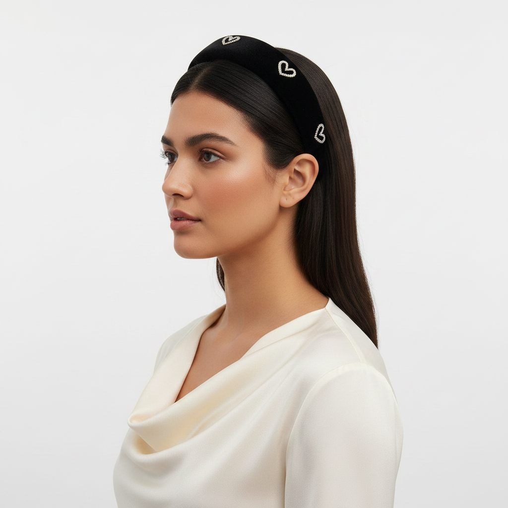 Black Heart Headband Lifestyle Side