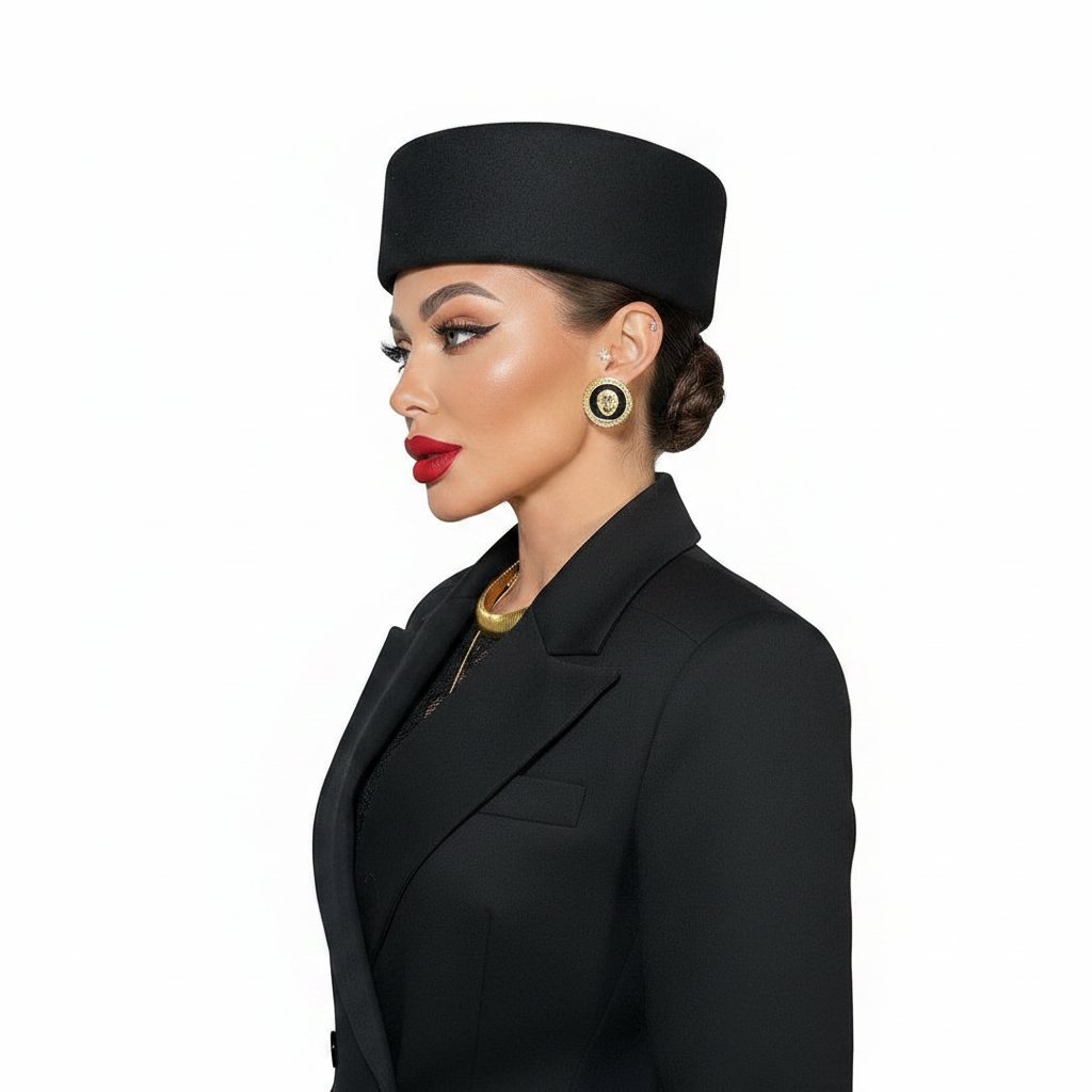 Black Pillbox Hat - Side