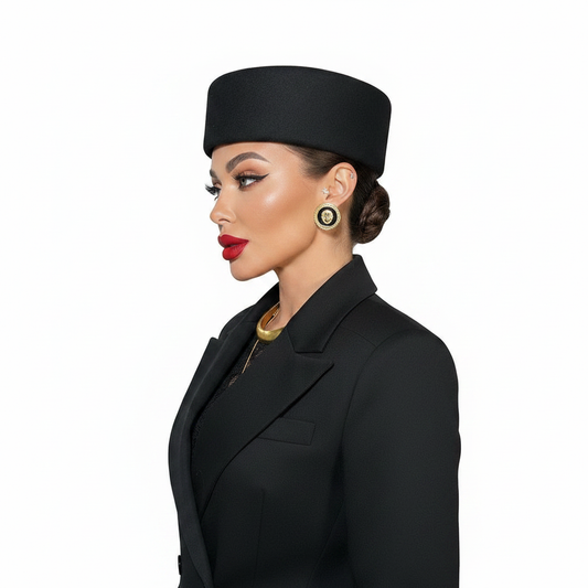 Black Pillbox Hat - Side
