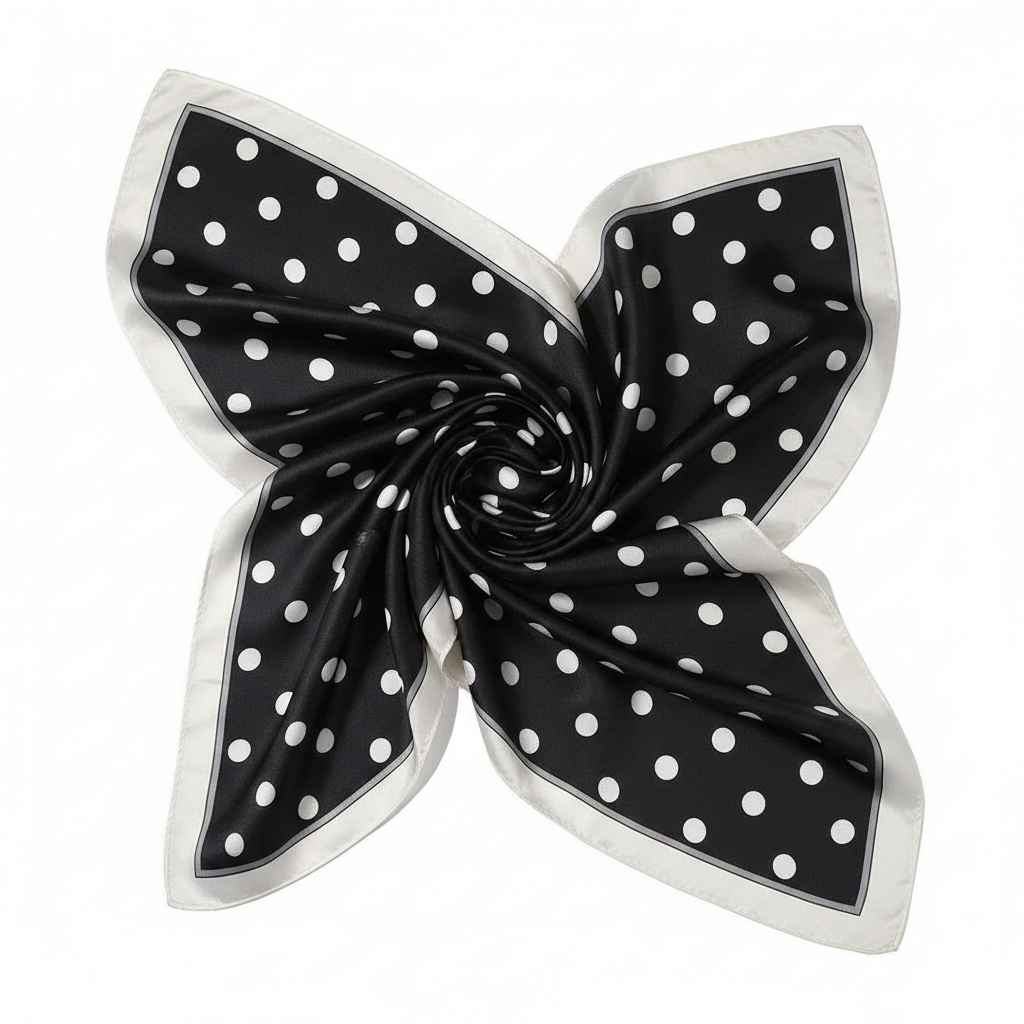 Black polka dot scarf dynamic
