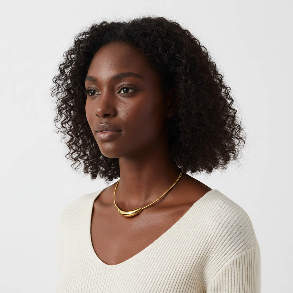 Black woman, three-quarter angle