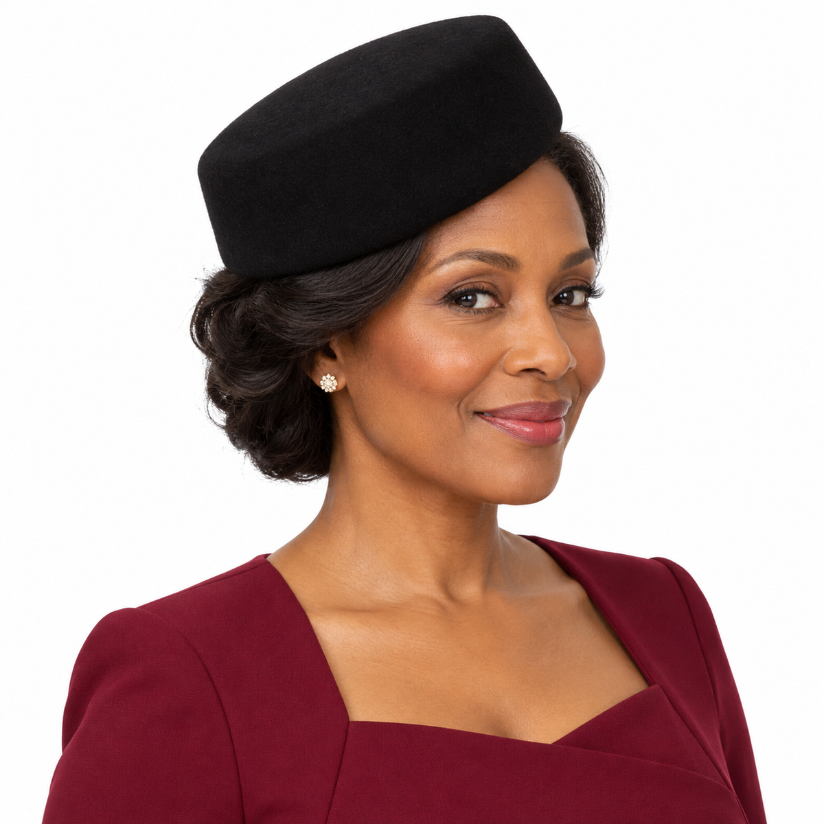 2pcs Women’s 100% Wool Pillbox Hat Set Black and Beige Vintage Style