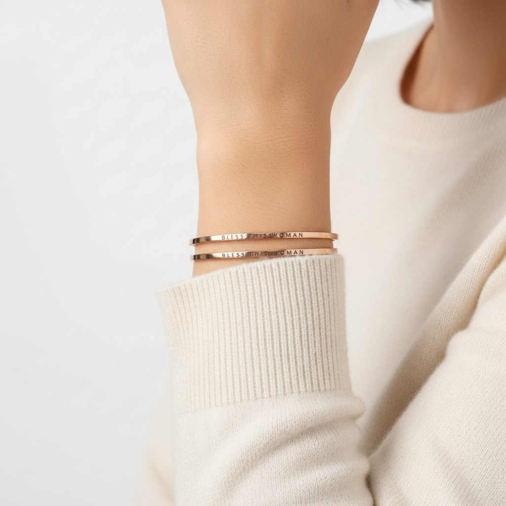 Bless This Woman Bangle – Side Lifestyle