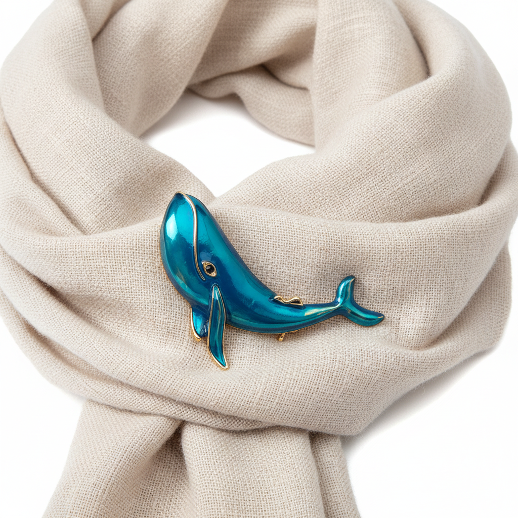 Blue Enamel Whale – Scarf Styling