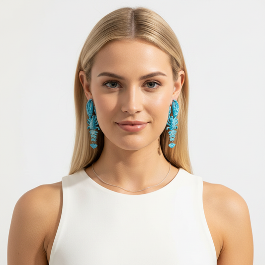 Blue Lobster Earrings Front