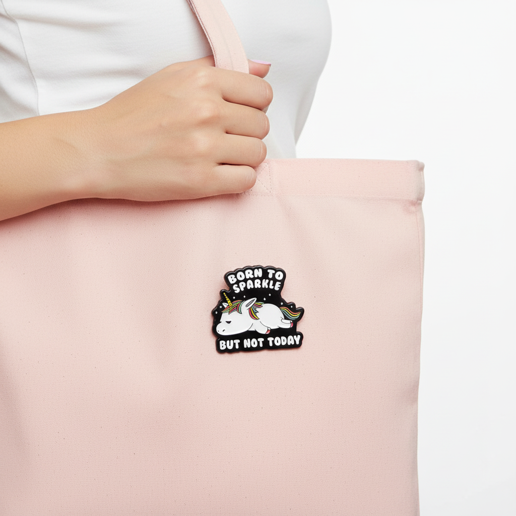 Born to Sparkle Unicorn Pin on Tote Bag