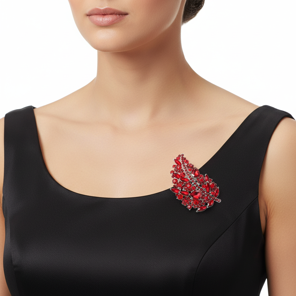 Both Brooches - Formal Gown Close-up