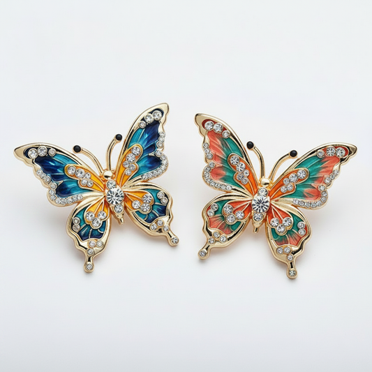 Both butterfly brooches