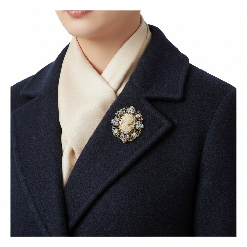 Both Cameo Brooches Styled Together