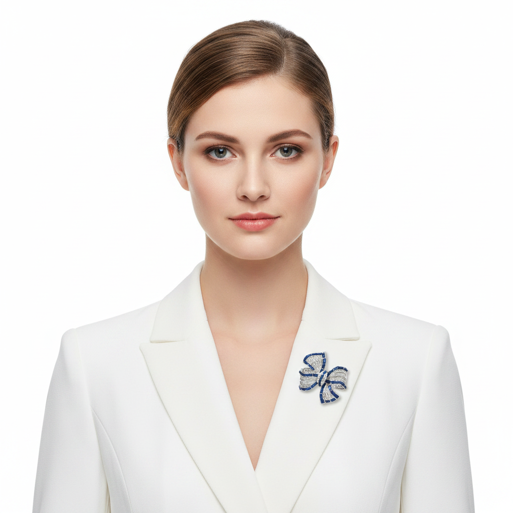 Bow Brooch on White Blazer