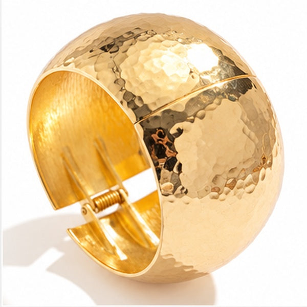 Hammered Gold & Silver Cuff Bracelet Set of 2