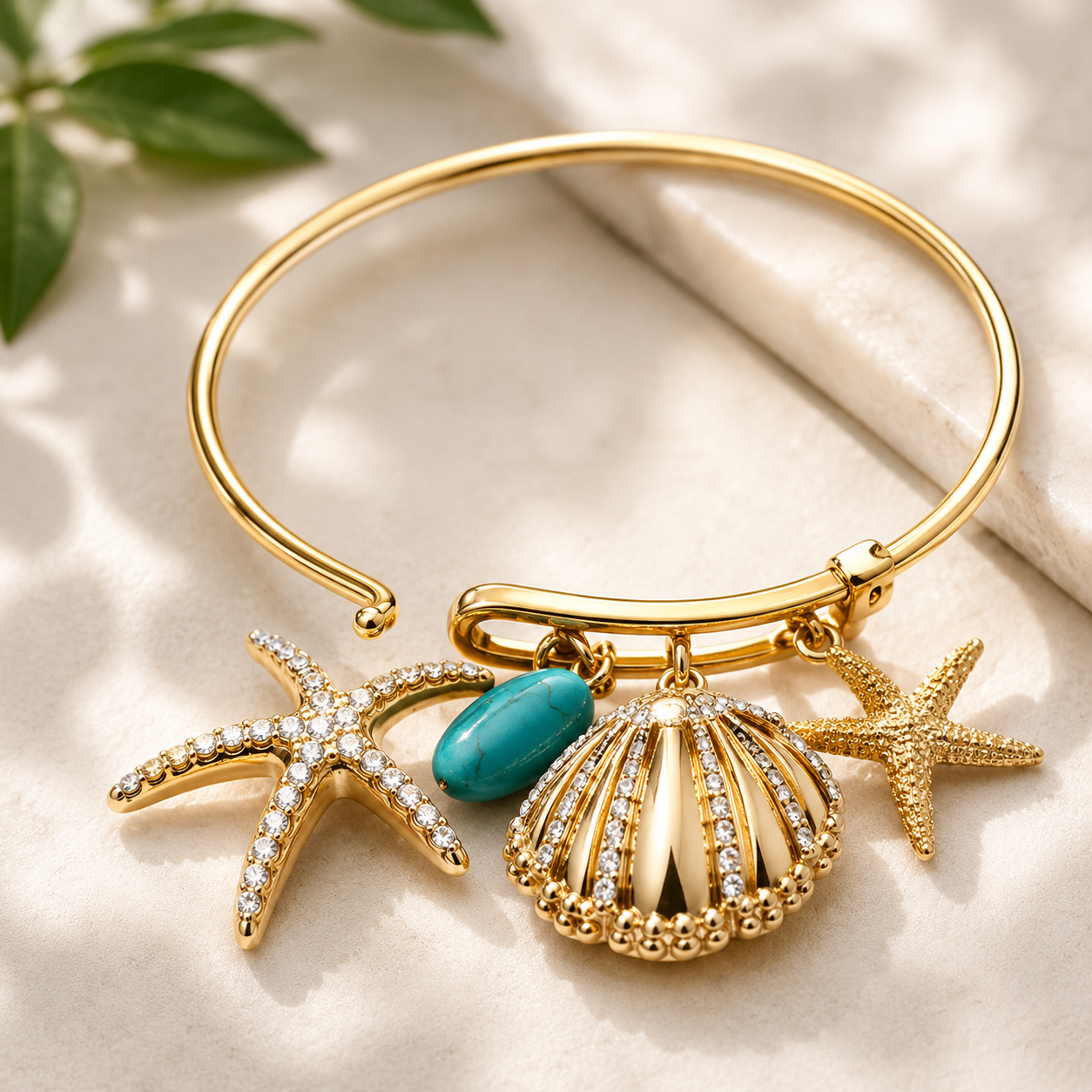 Coastal Summer Accessories Set Lemon Cap Leopard Scarf Starfish Bracelet