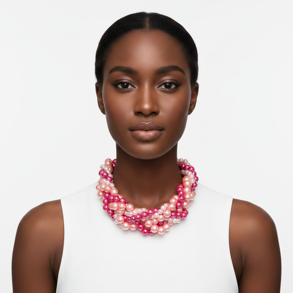 Braided Pearl Necklace – Front Lifestyle
