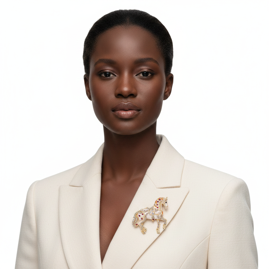 Brooch on Blazer Lapel - Front