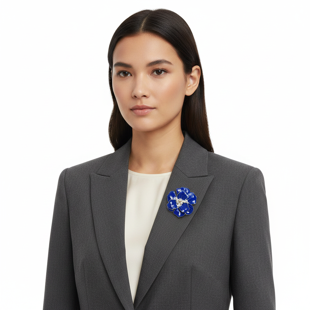 Brooch on blazer lapel