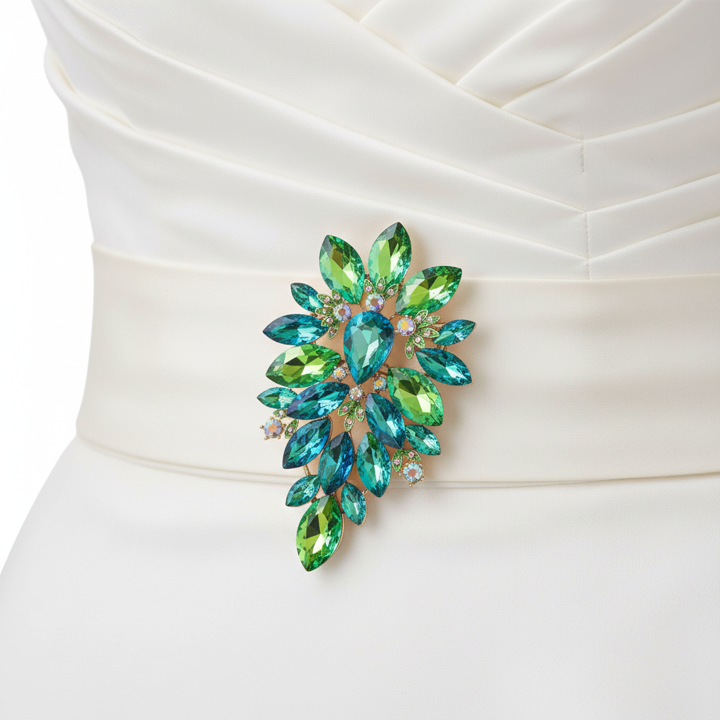 Brooch on bridal sash
