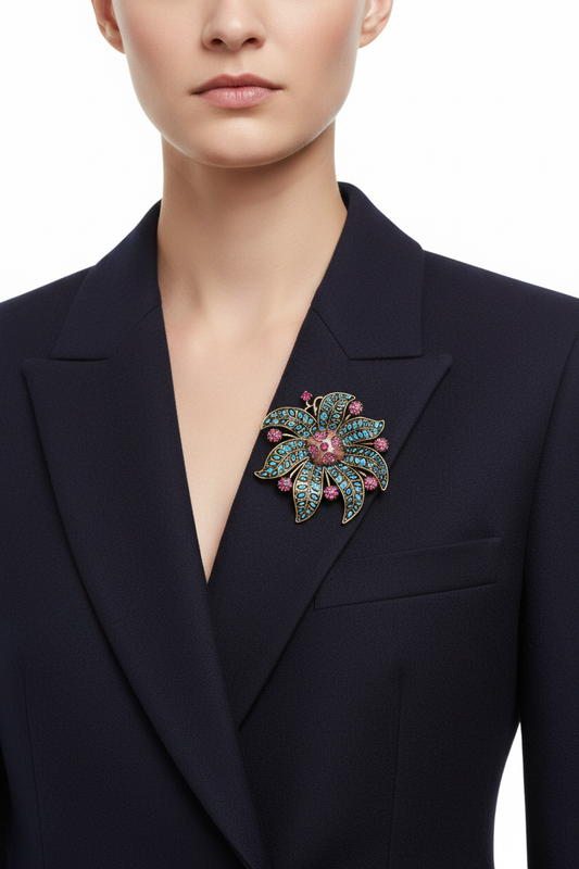 Brooch on Handbag – Three-Quarter