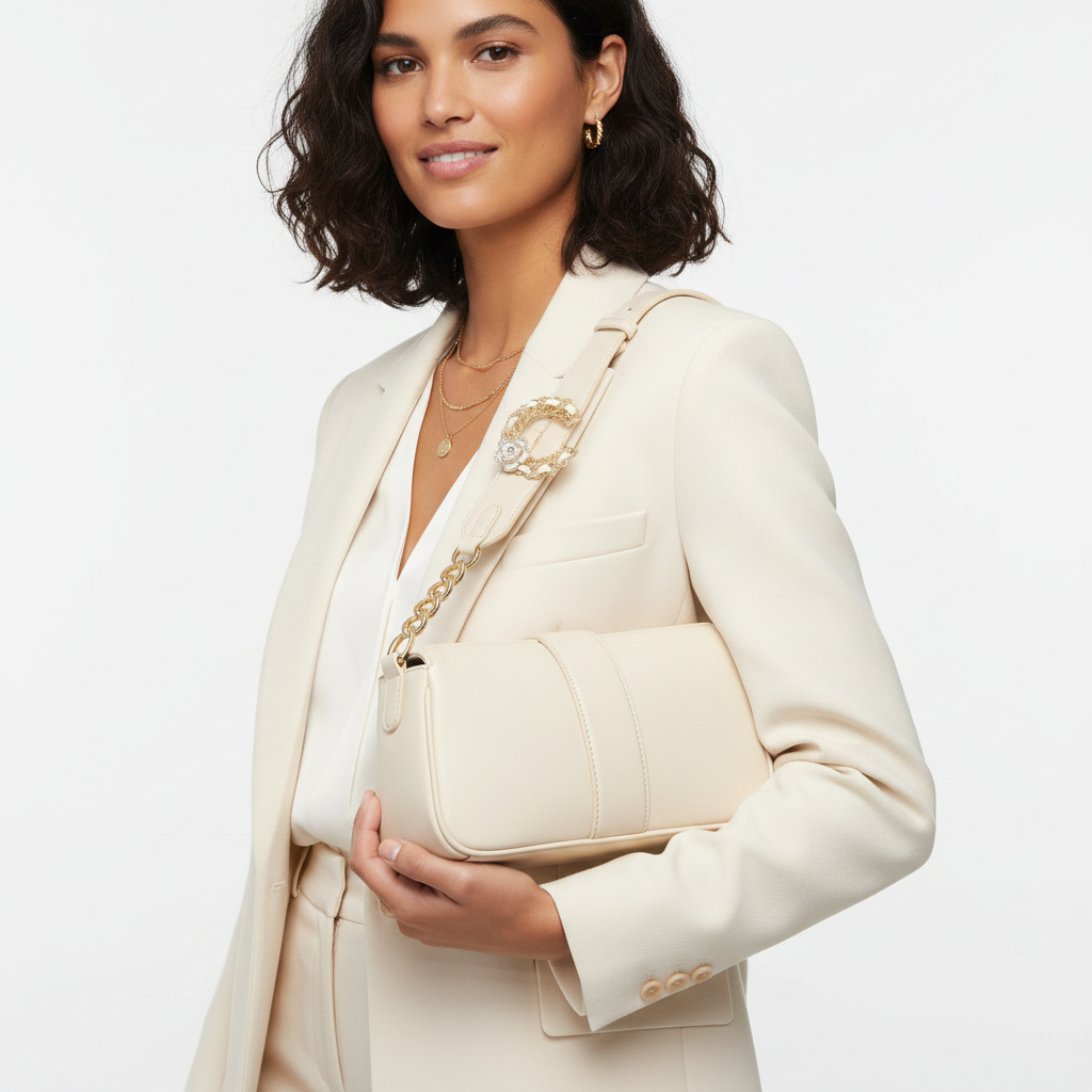 Brooch on handbag