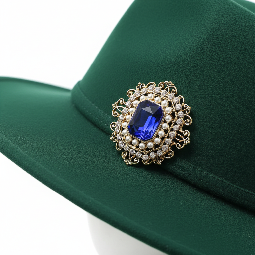 Brooch on hat brim - alternative