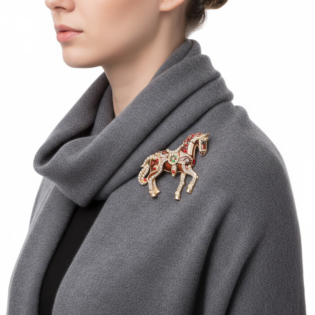 Brooch on scarf