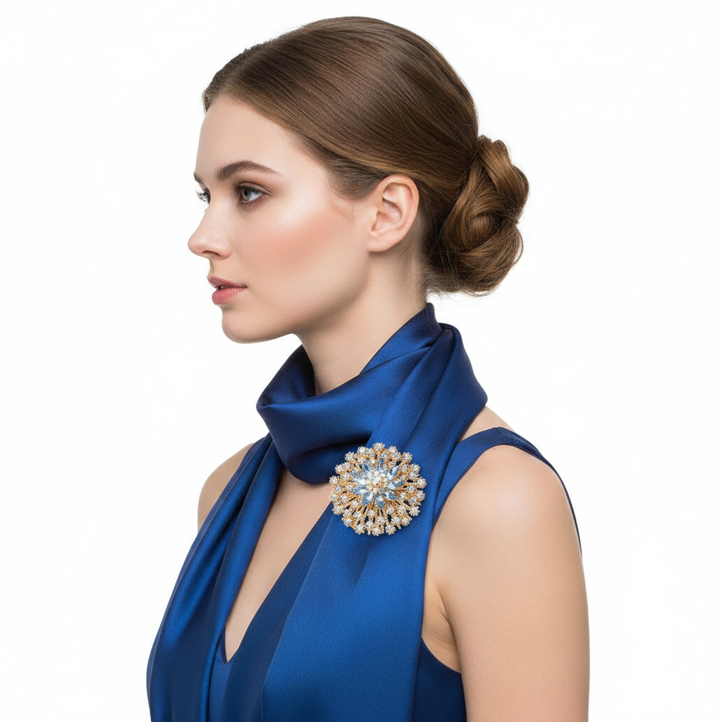Brooch on scarf