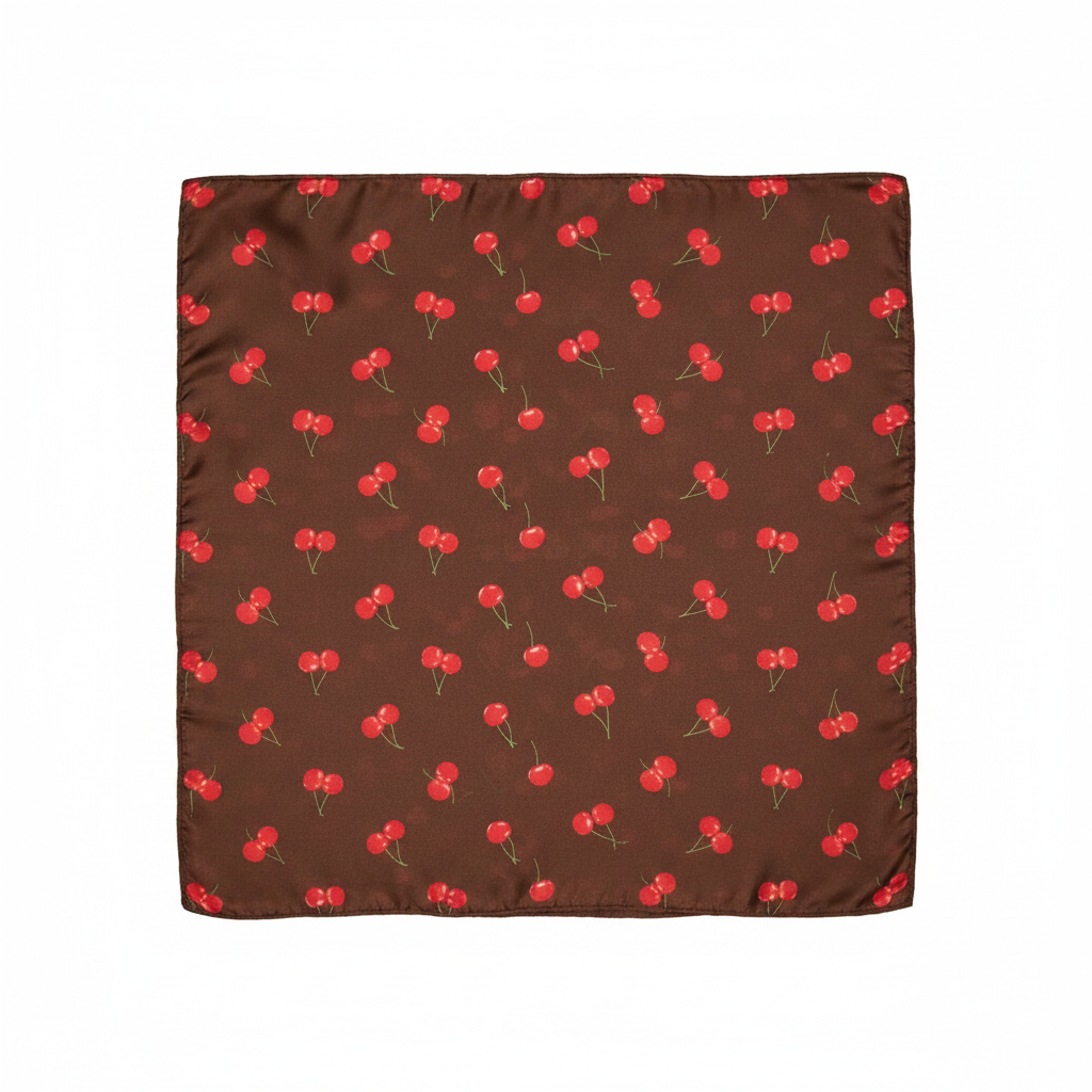Brown cherry scarf flat lay
