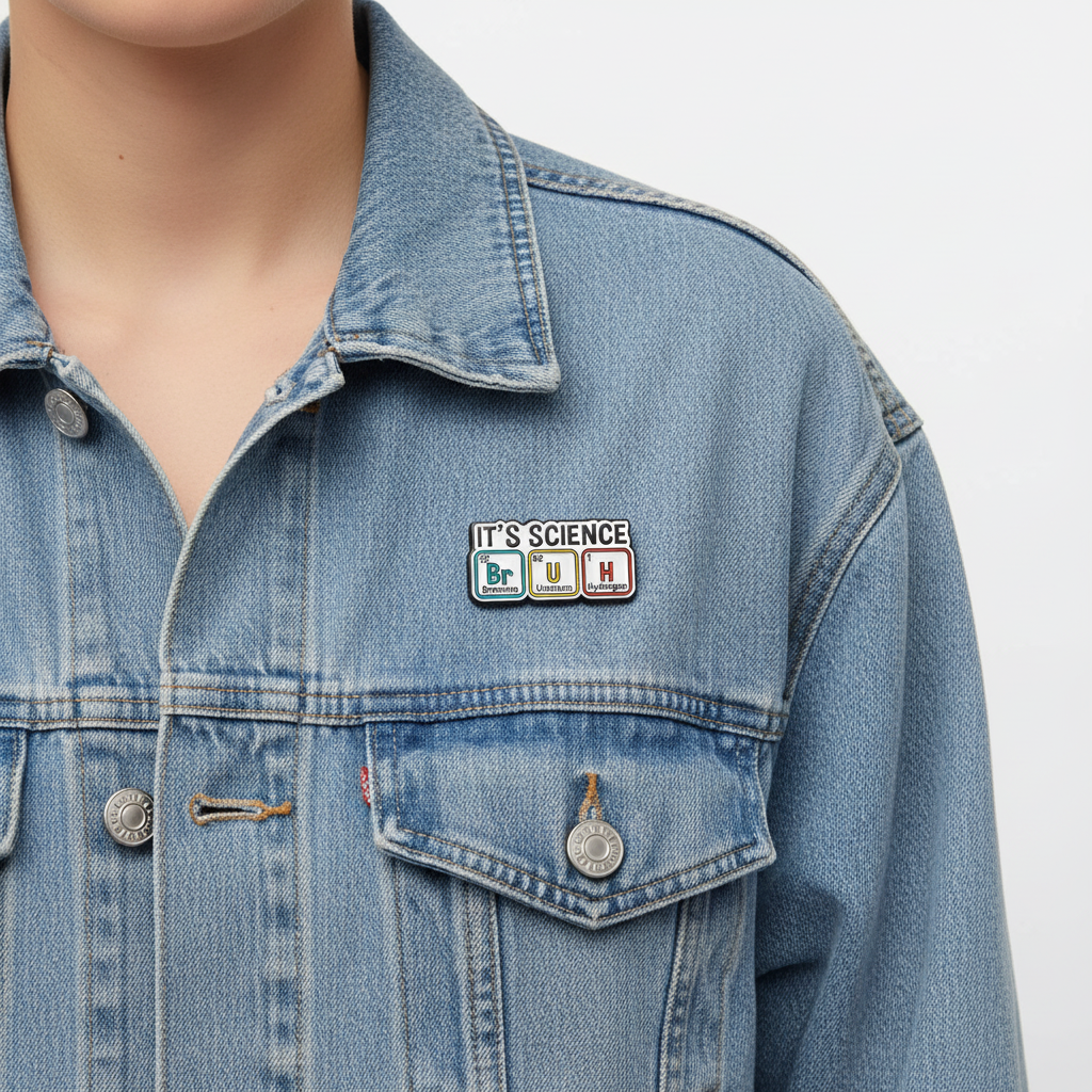 BrUH Pin on Denim Jacket