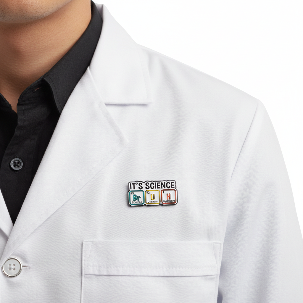 BrUH Pin on Lab Coat