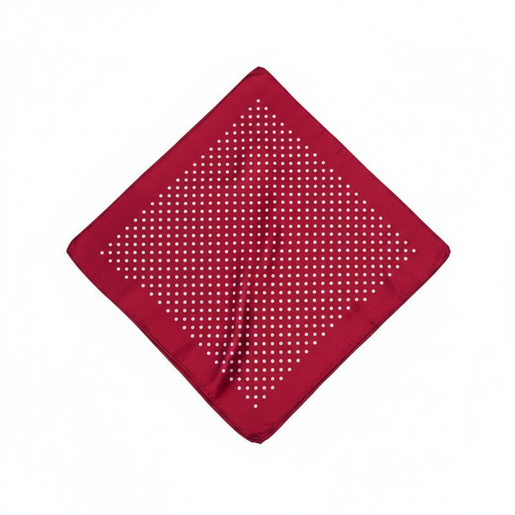 Burgundy Polka Dot Scarf – Fully Open Flat Lay