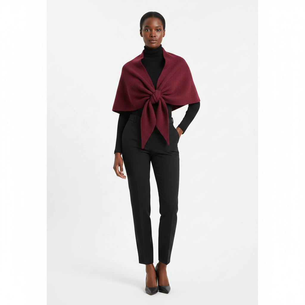 Burgundy Poncho – Front Refreshed