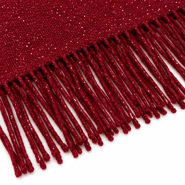Burgundy Sparkle Long Fringed Scarf & Shawl Wrap for Women