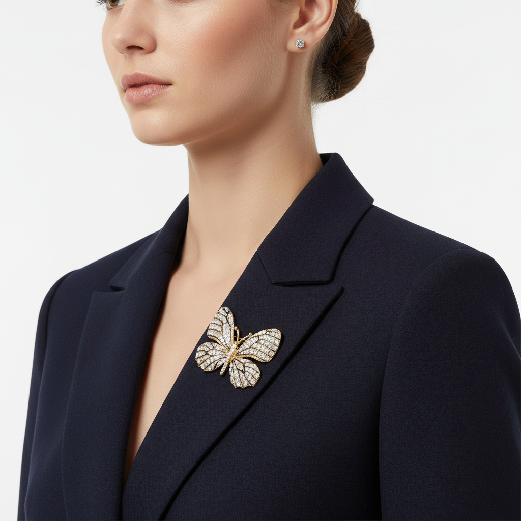 Butterfly Brooch on Blazer Lapel
