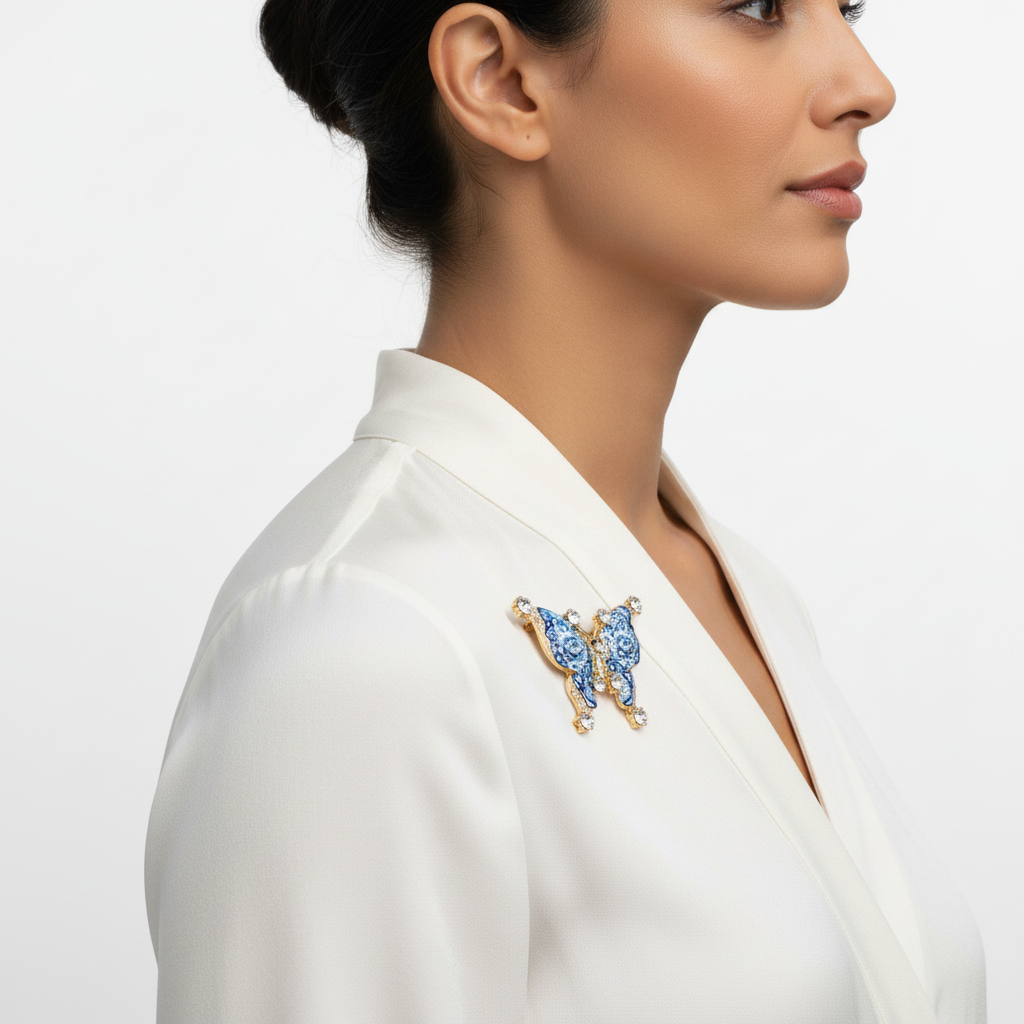 Butterfly brooch side lifestyle