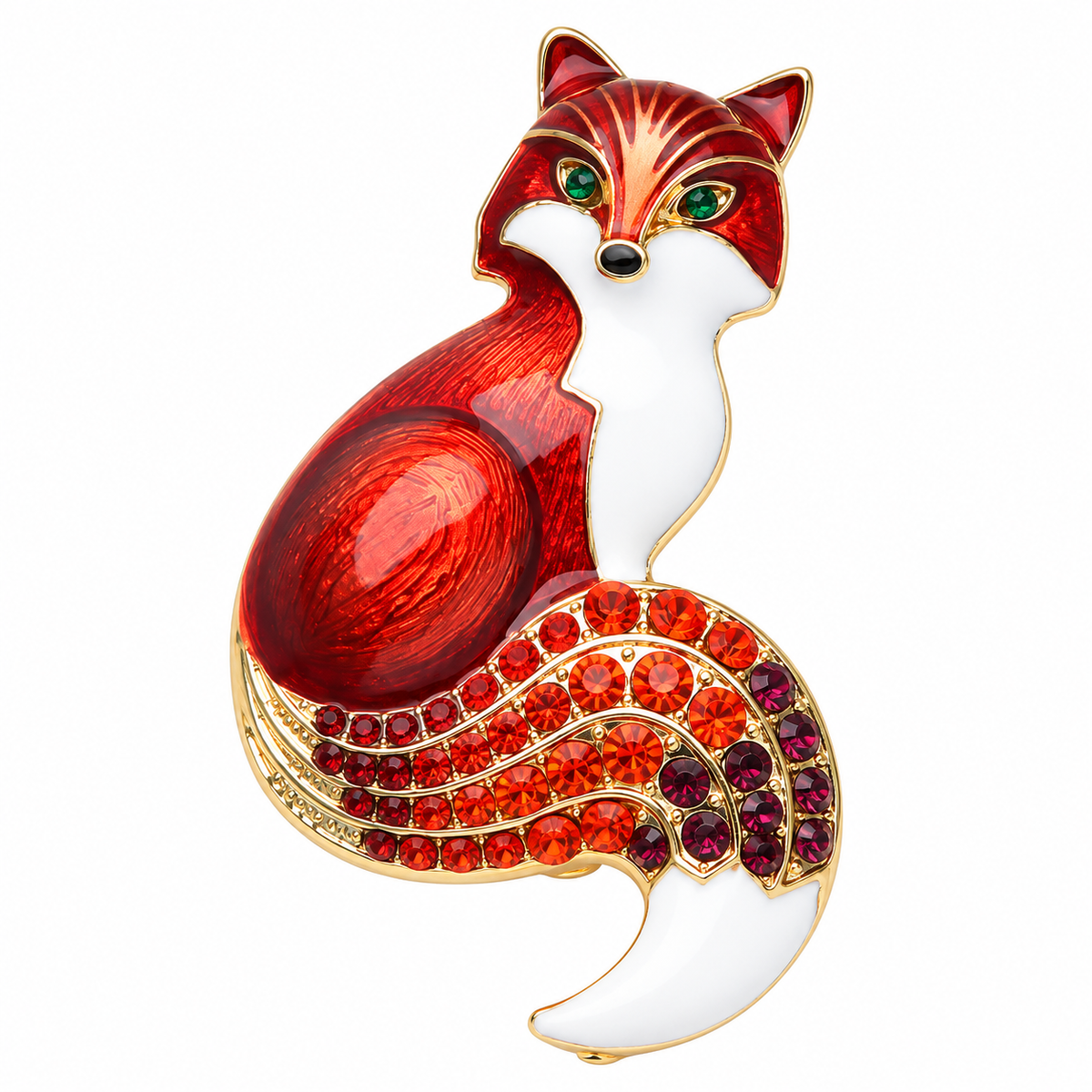Woodland Fox Enamel & Rhinestone Brooch Set – 3 Pieces