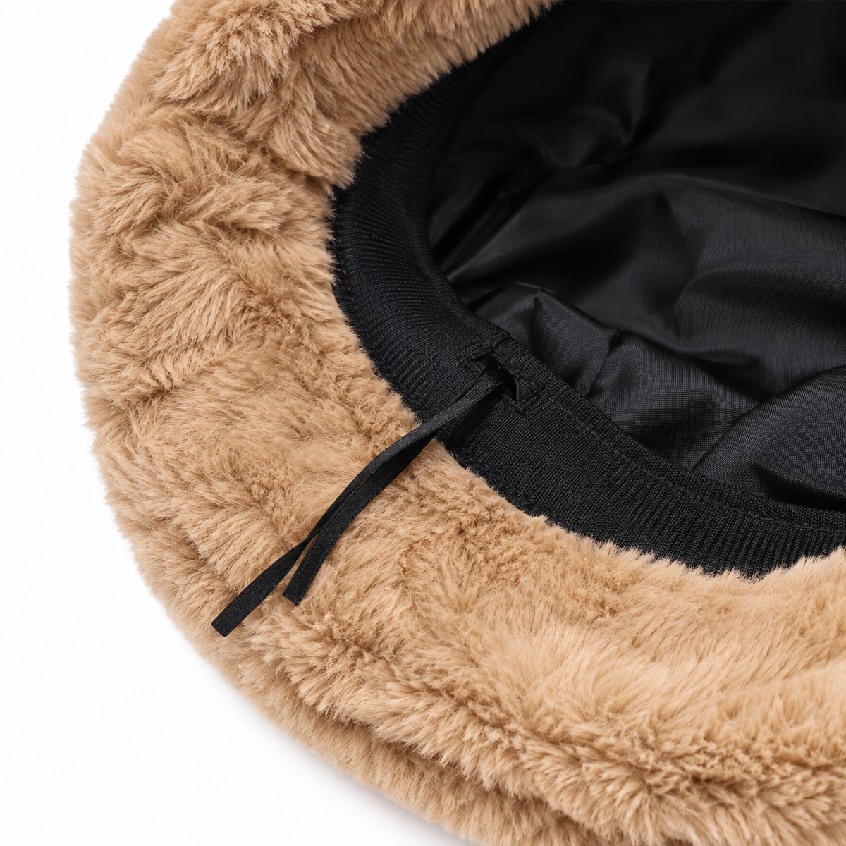 Camel Faux-Fur Bucket Hat for Women