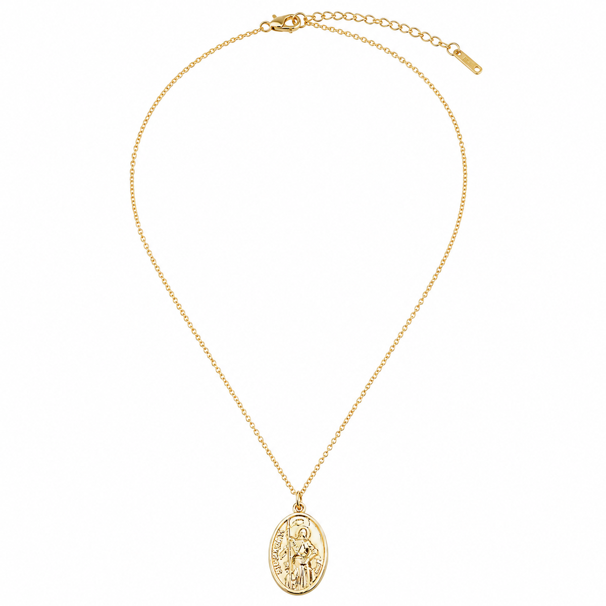 SECRET BOX 14K Gold Dipped St. Joan Of Arc Women's Round Chain Pendant Necklace
