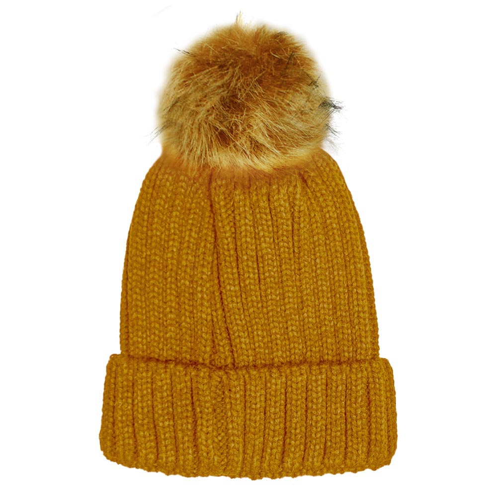 Cable Knit Pom Pom Beanie Hat - Hautefull