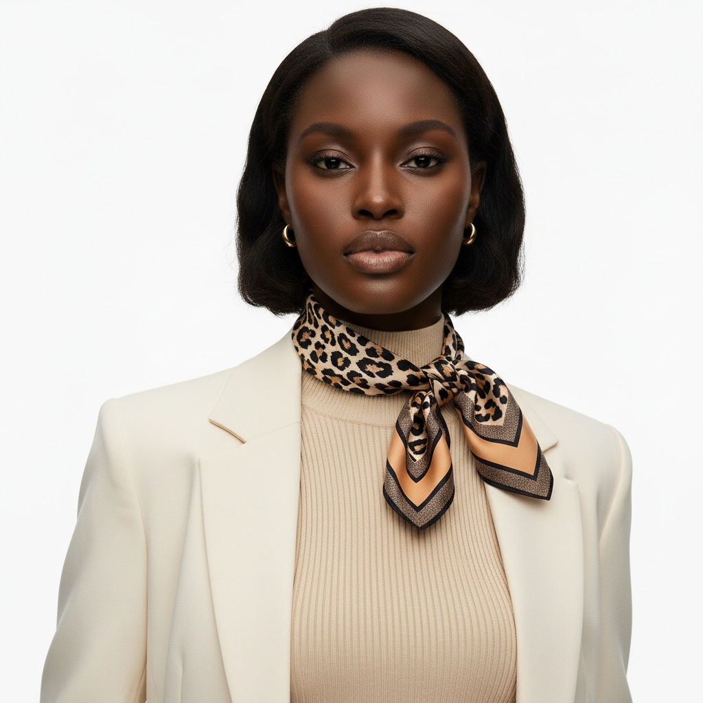 Camel Brown Leopard Scarf - Stylish Neck Kerchief