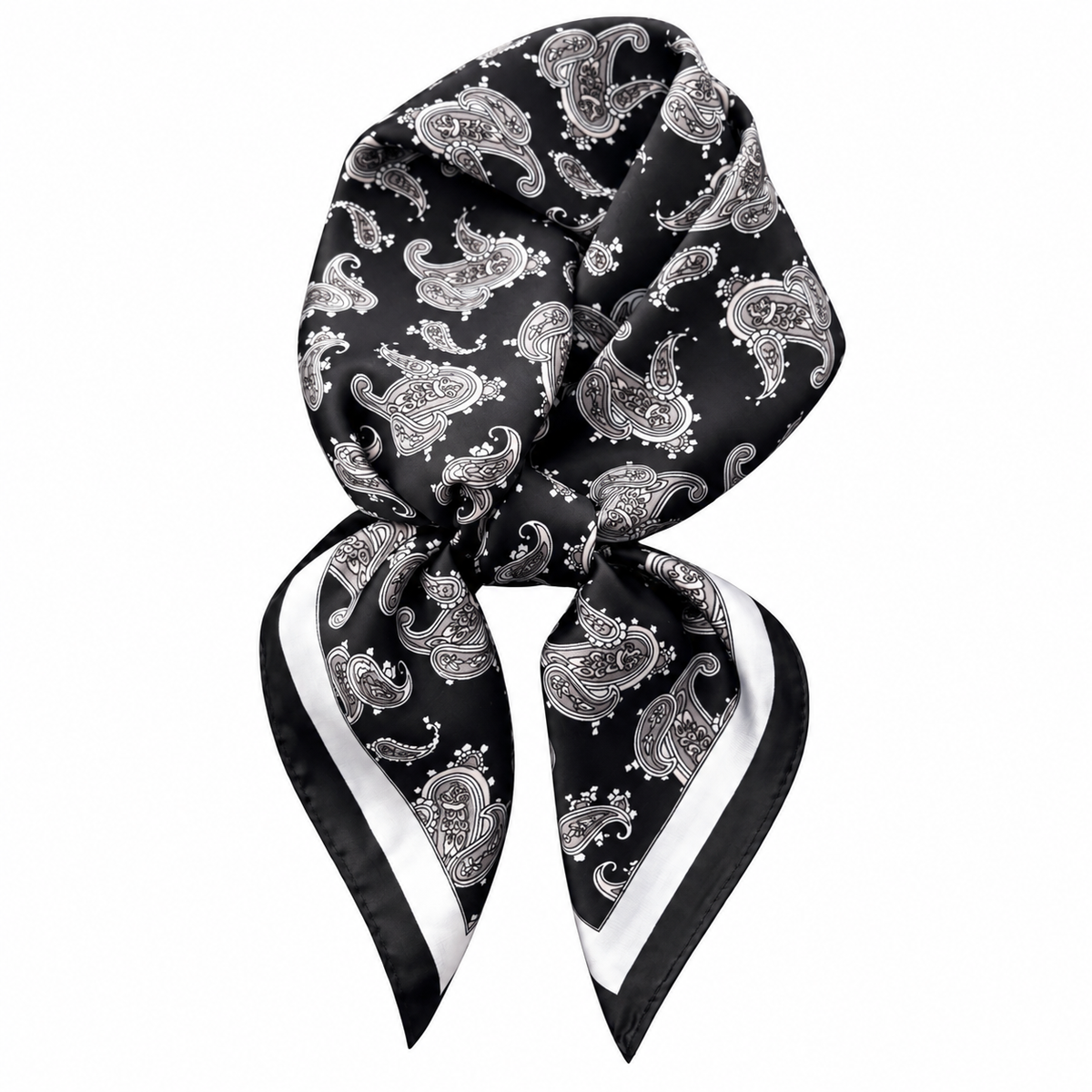 Women's Two-Piece Paisley Square Scarf Set, Black & Burgundy
