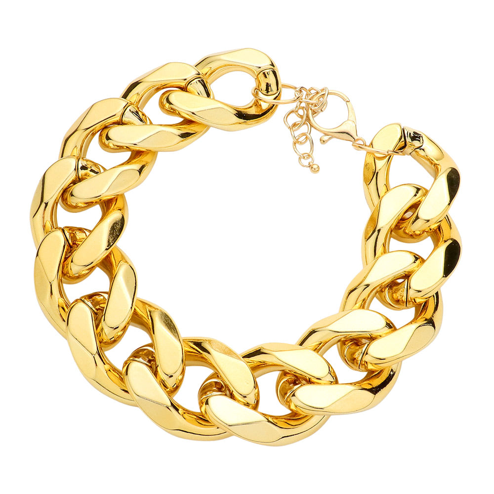 Bold Chain Link Necklace Set Gold Tone Statement Necklace and Earrings