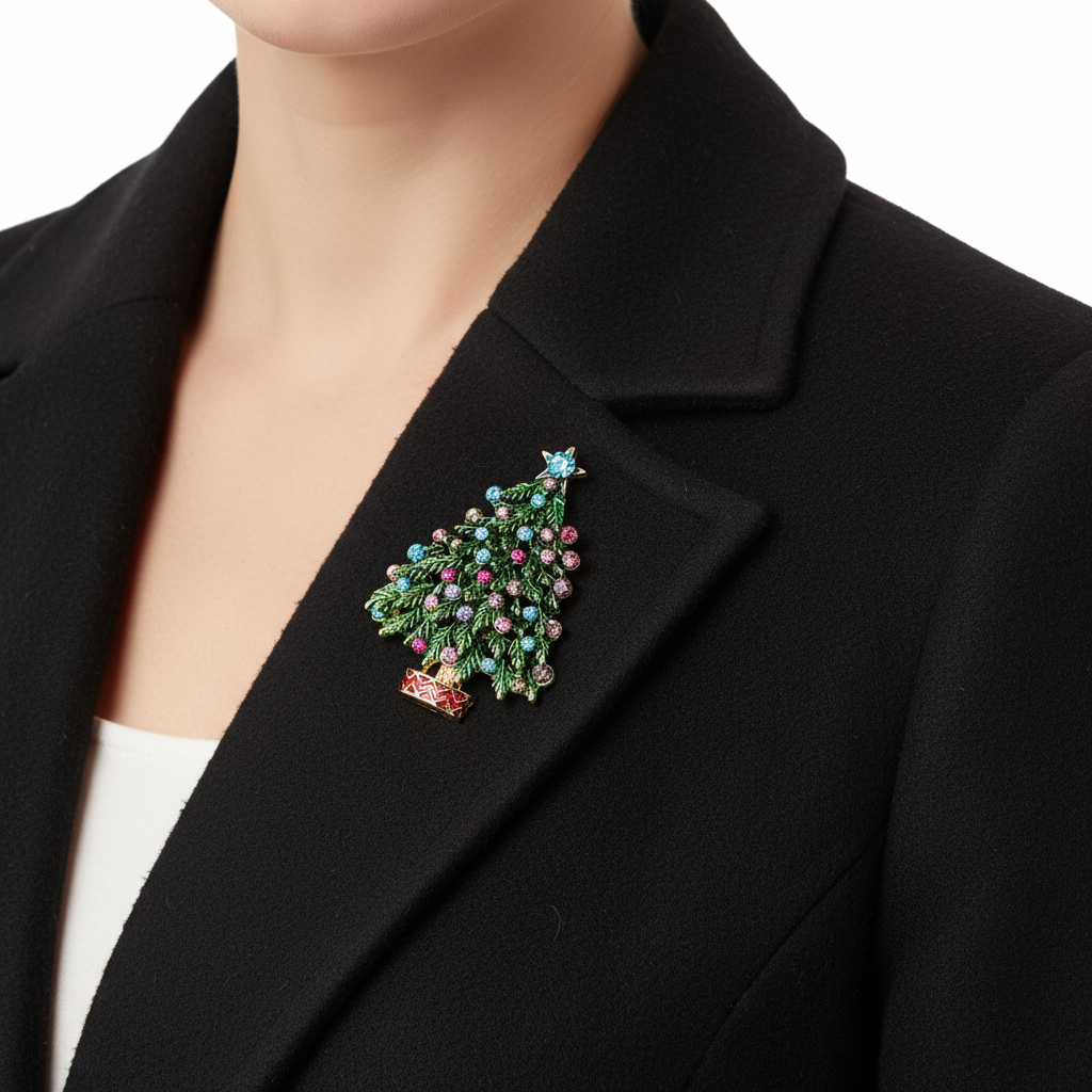 Christmas Tree Brooch Lifestyle Front