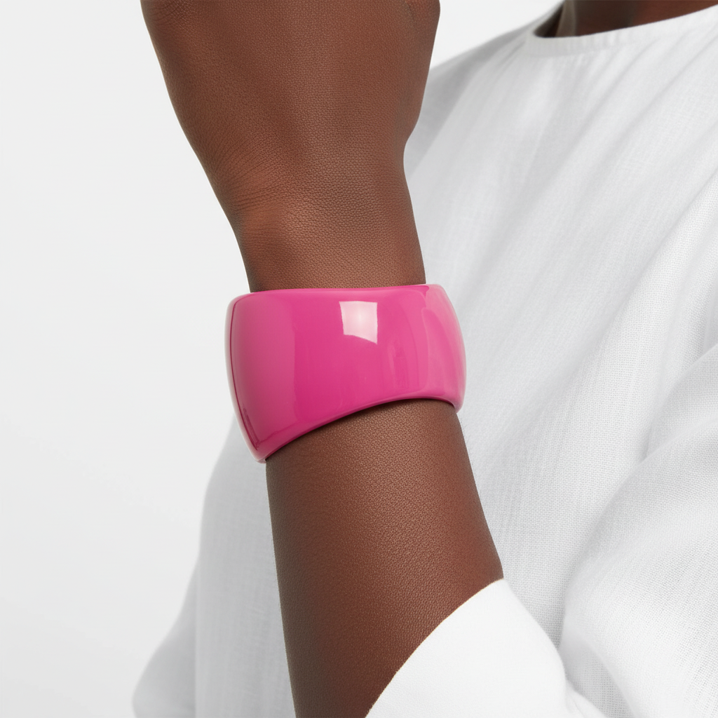 Chunky Resin Bangle – Hot Pink Single