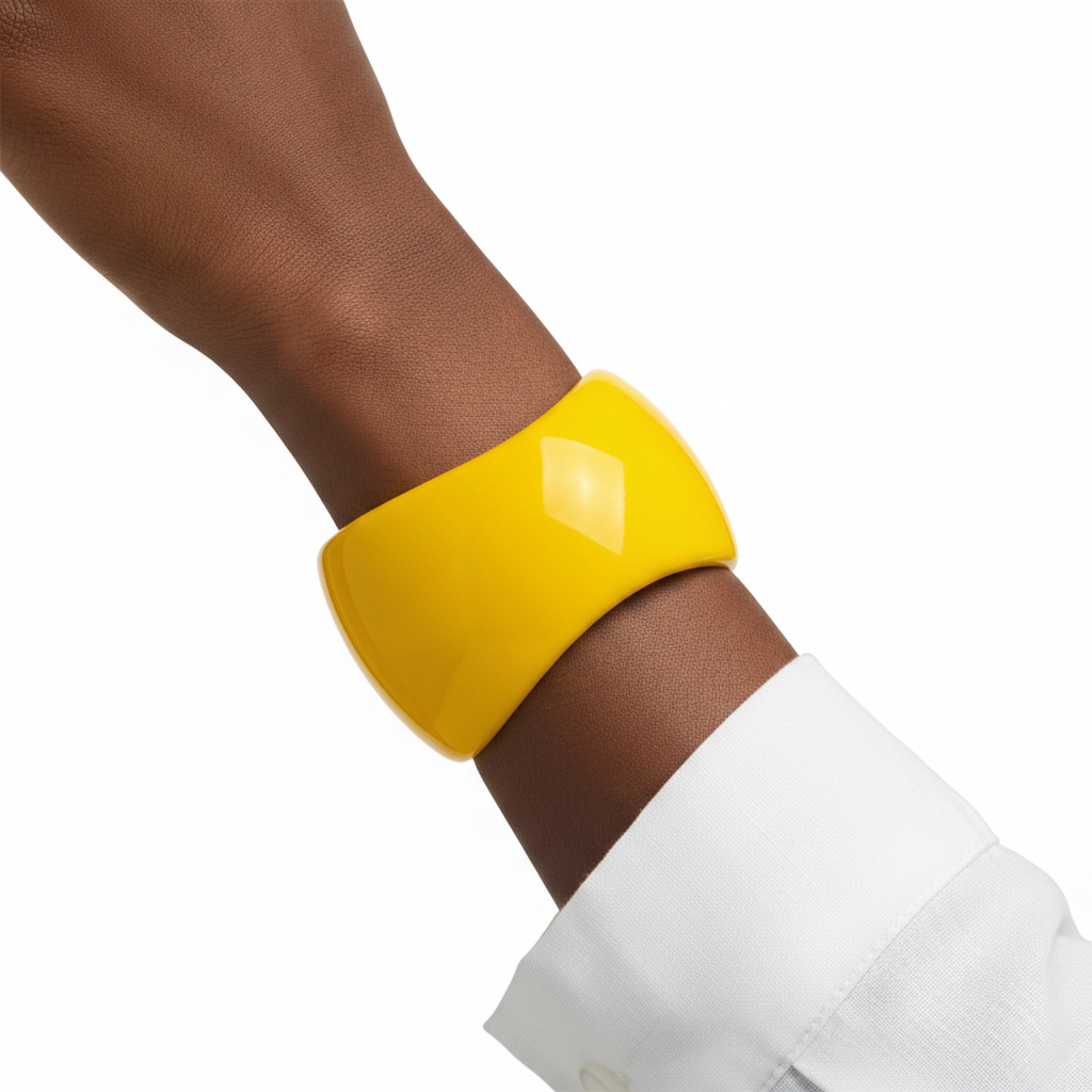 Chunky Resin Bangle – Yellow Single
