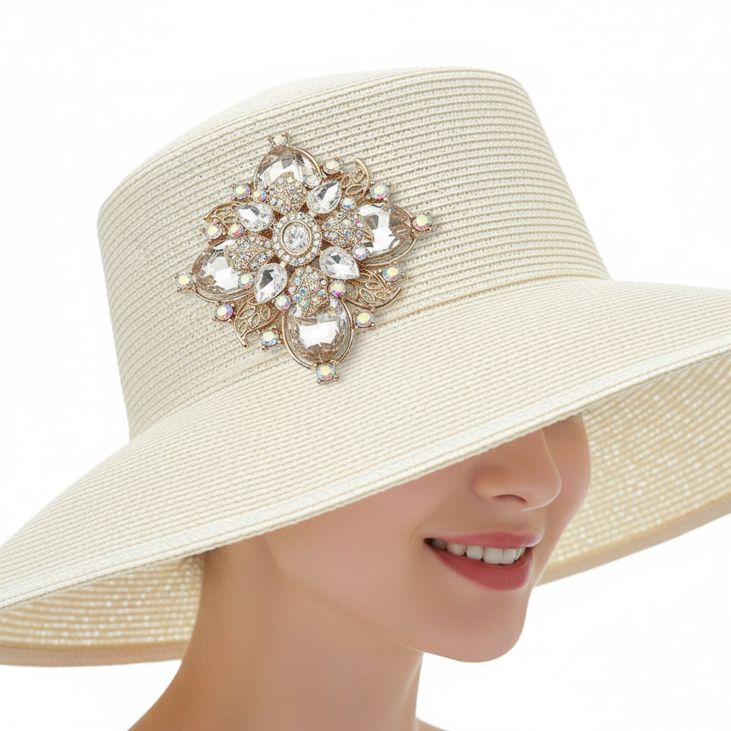 Clear Crystal Brooch - Hat Pin
