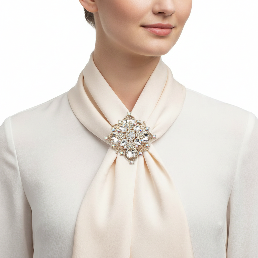 Clear Crystal Brooch - Scarf Pin