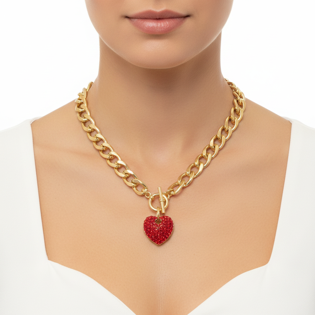 Close-up lifestyle - Red Heart Pendant Detail